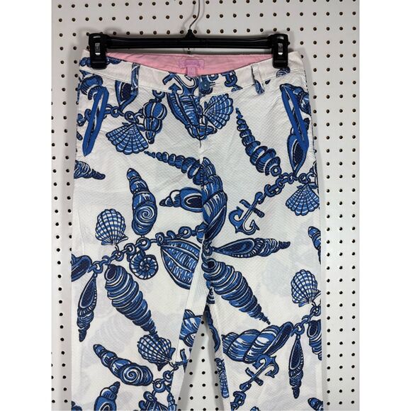 Lilly Pulitzer Fallin In Love Seashell Pants Blue White Beach Shells Mitzie Pant - Picture 4 of 10